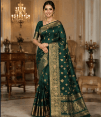 Banarasi Emerald Gold Border